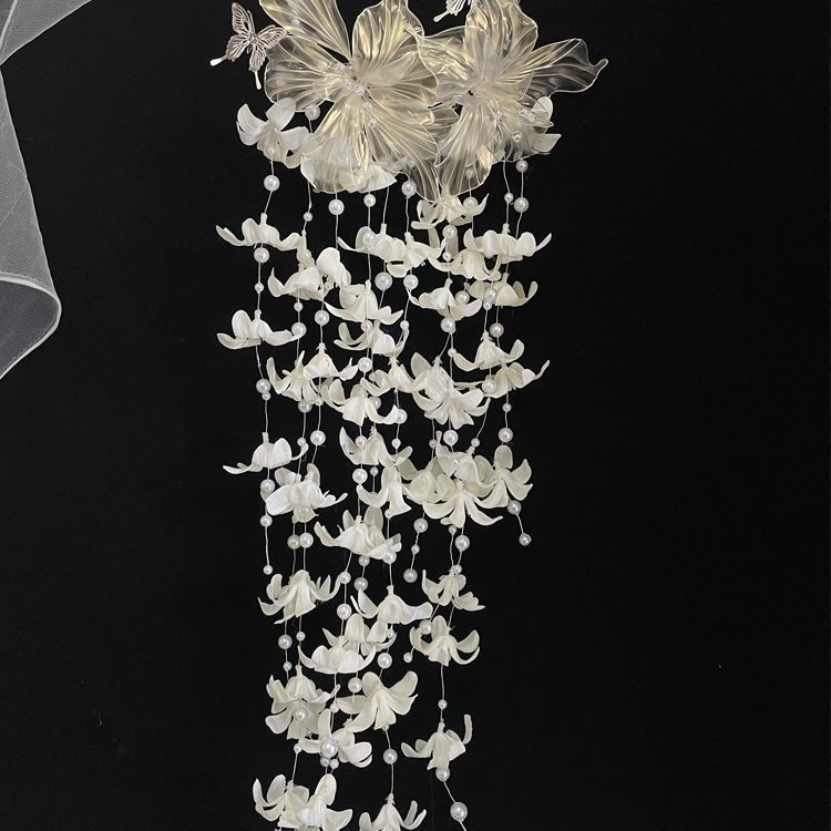 珍珠瀑布风信子手拎花新娘手捧花结婚拍照饰品手提式手捧花手工|undefined