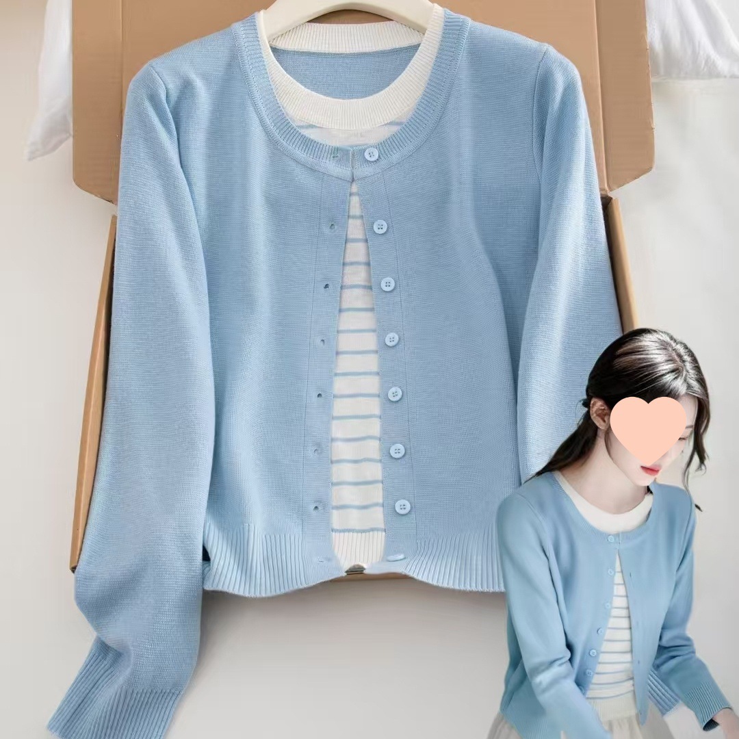 2025 Spring and Autum New Korean Style Tops, Cardigans and Jackets for Women, Short Niche Knitwears, Versatile Pure Colors