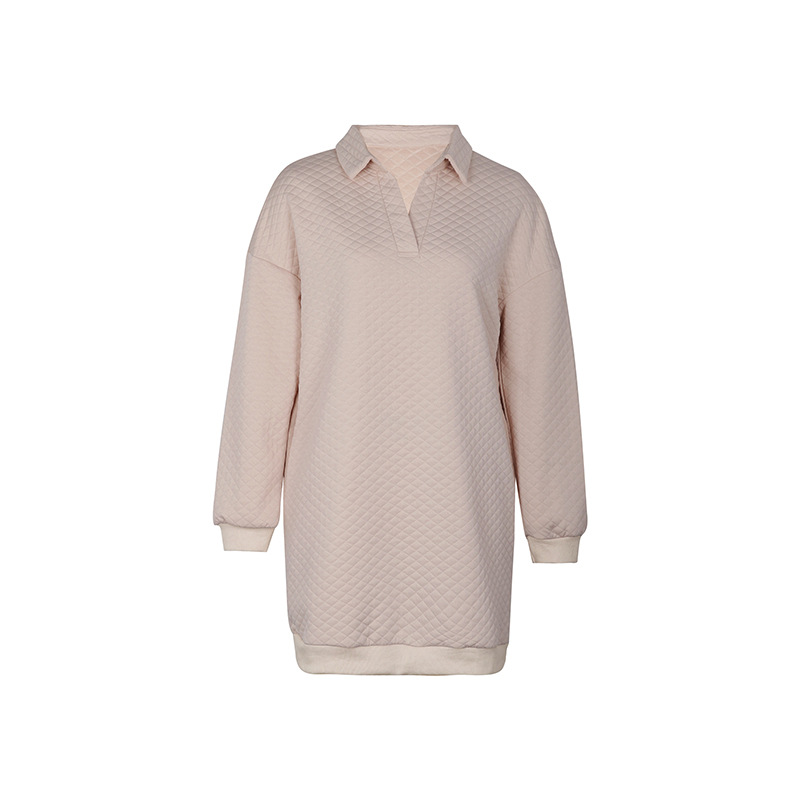 Autumn Women Solid Color Polo Collar Sweater Dress