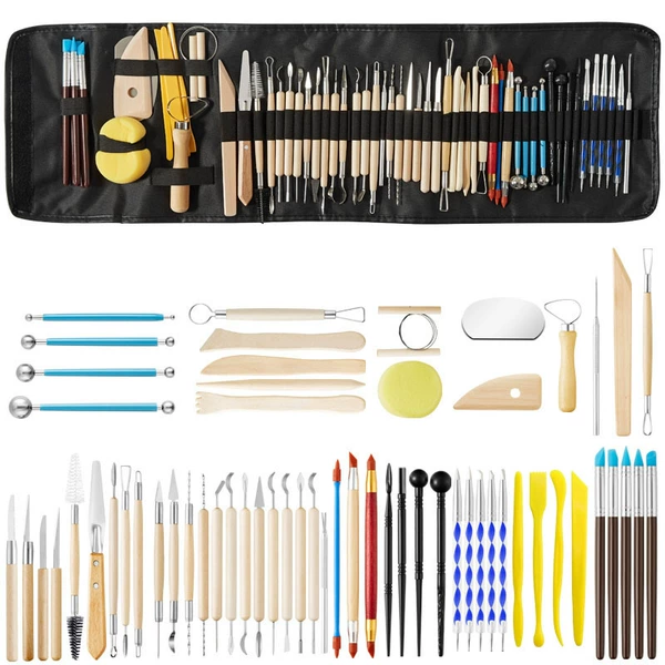 Clay, set, pencil, cloth bag, 61 pieces