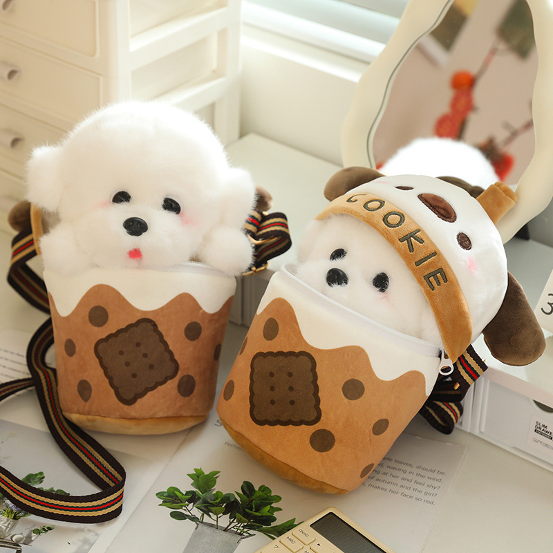 Mochila de Peluche Tipo Boba Tea con Forma de Perro, Conejo o Teddy - Bolso para Niños