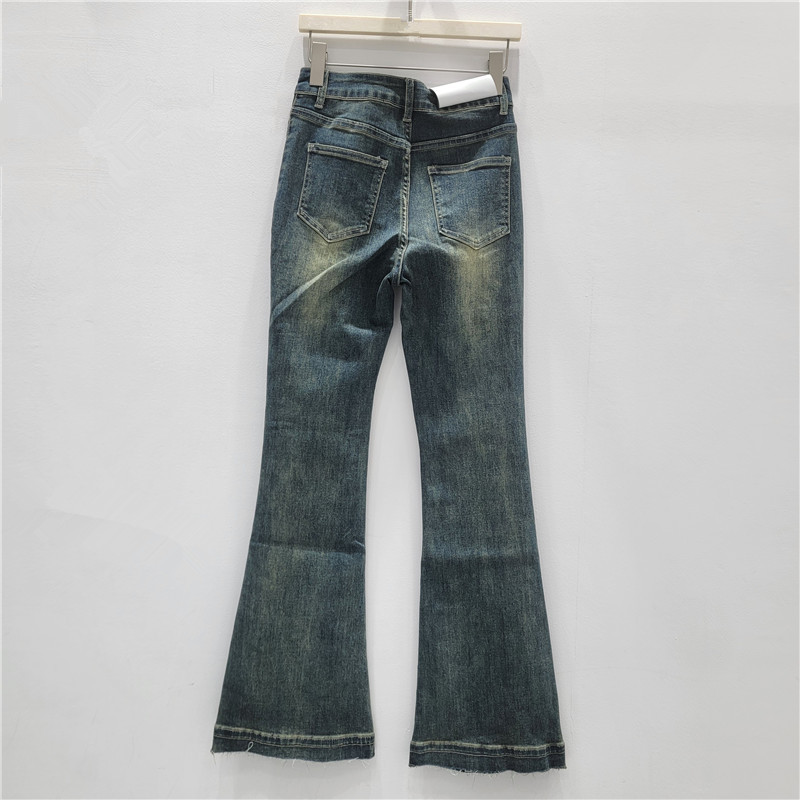Jeans Acampanados Estilo Horseshoe de Mezclilla Elasticada con Cintura Alta
