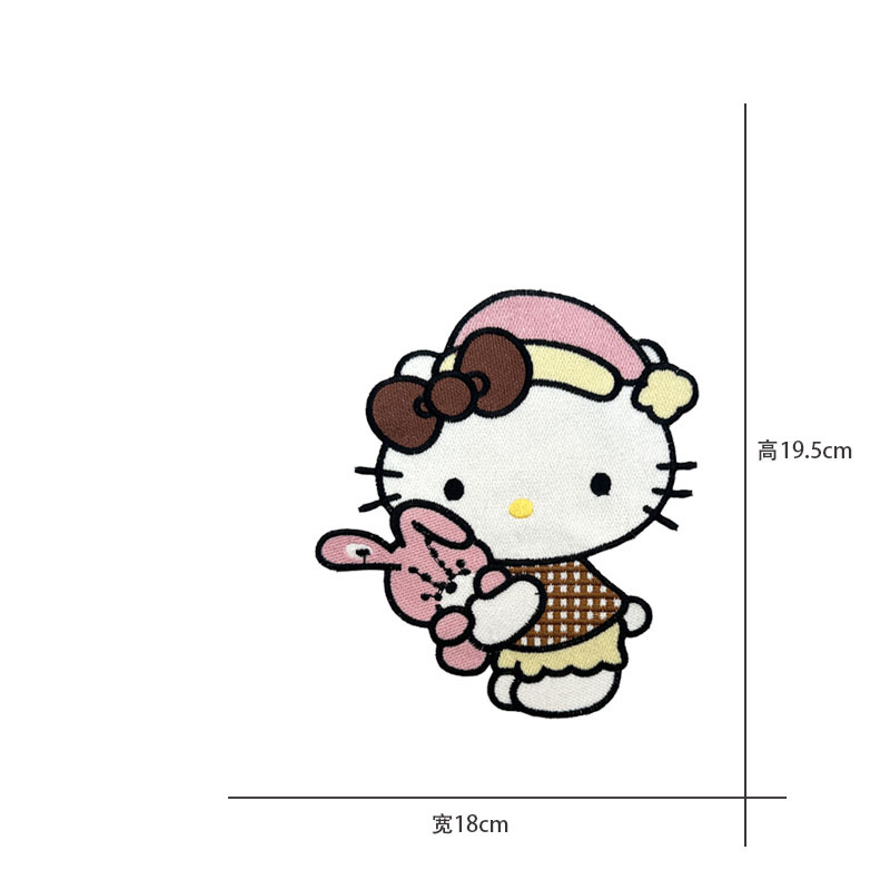 Cartoon al por mayor bordado por computadora kt pegatinas de tela de gato Sanliogou diy pegatinas de parche tejido cesta de ropa adorno accesorios pegatinas