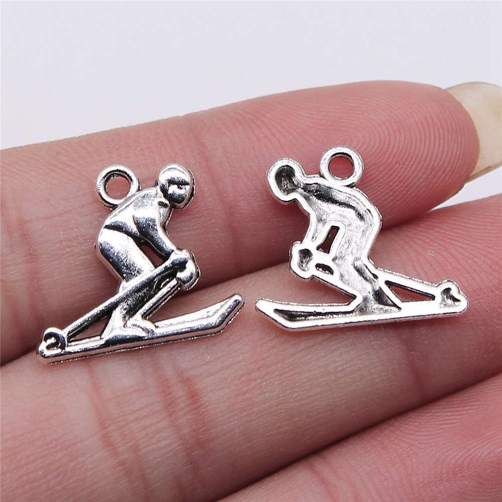 17X19Mm 1.1g Ancient Silver Export DIY Jewelry Accessories Sports Music Ski Pendant