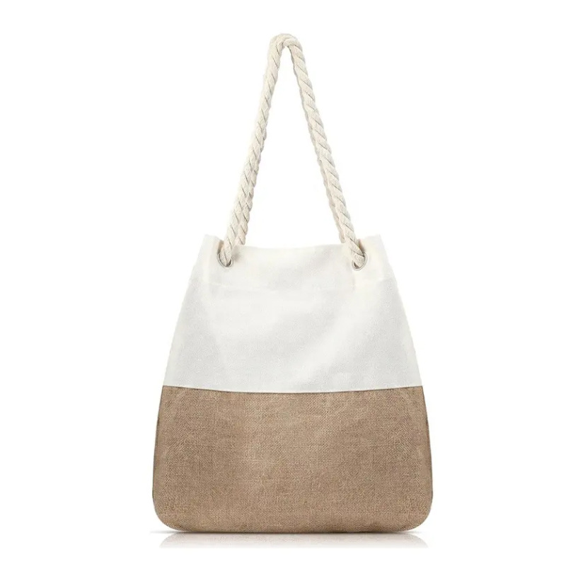 Comercio exterior impresa LOGO tela de mano algodón estilo de empalme tela bolsa de compras nueva bolsa de almacenamiento de viento simple