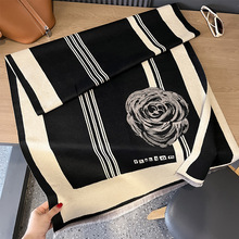 秋冬新款围巾女士羊绒玫瑰性冷淡风双面百搭两用披肩空调保暖围脖