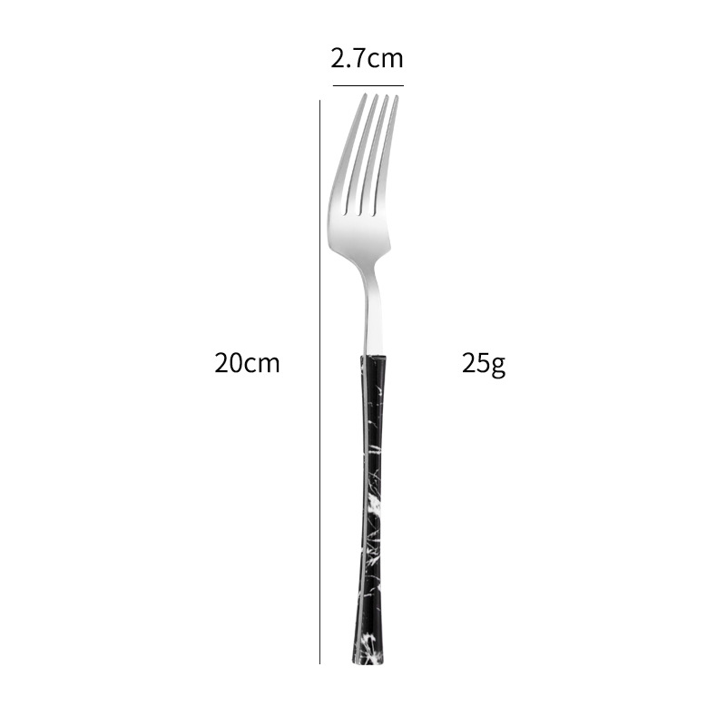 430 vajilla de acero inoxidable cuchillo de carne, tenedor y cuchara de clip manejar pequeña cintura mármol comida occidental 4 piezas cuchara transfronteriza cuchara de té