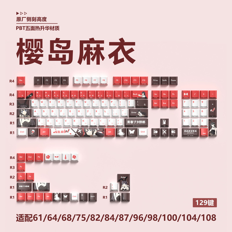 Mystery Cross-Border ホットセール 129 キーオリジナルサイド刻印半透明キーキャップ 5 面昇華 PBT パーソナライズされたメカニカルキーボード|undefined