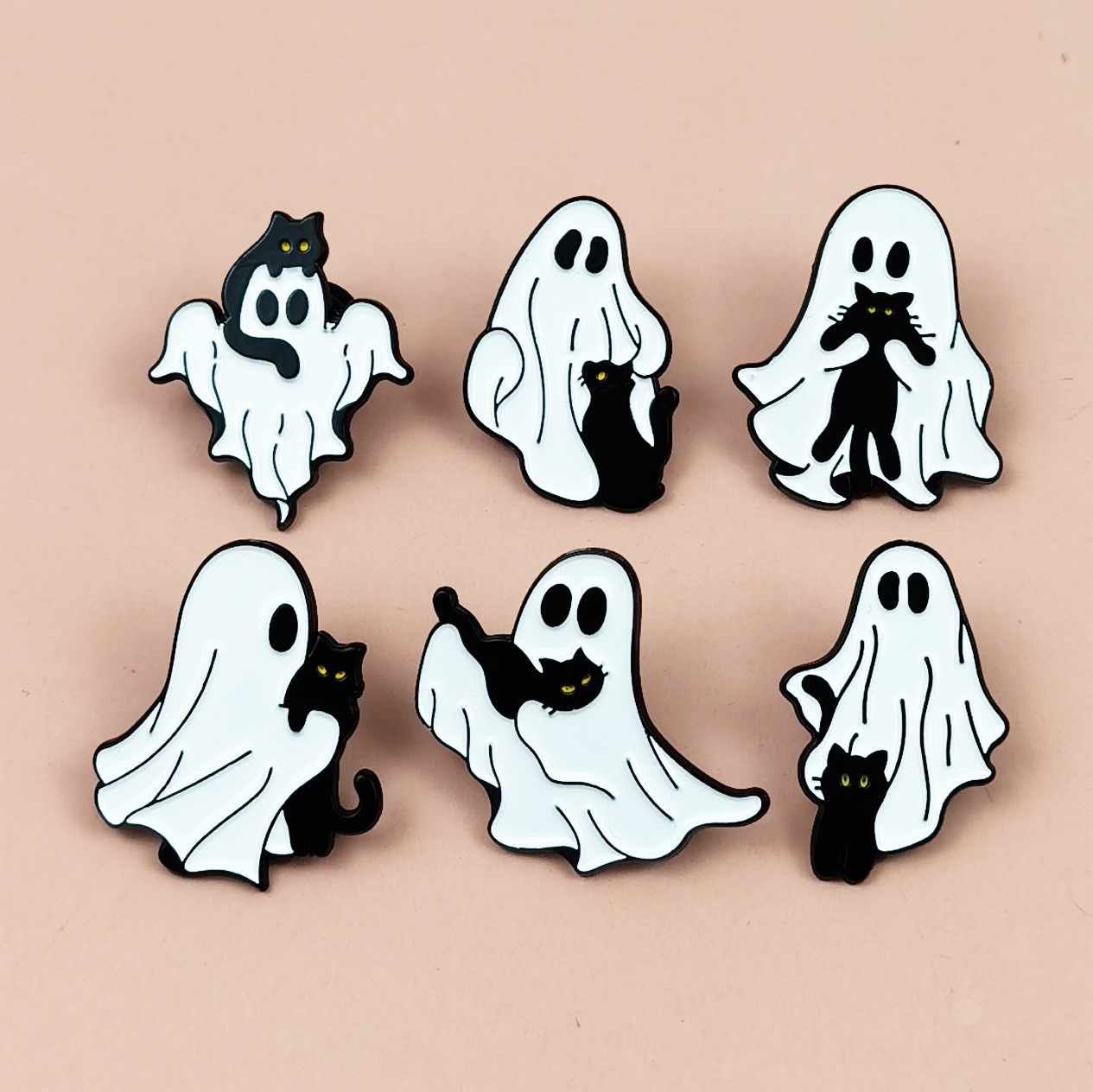 Broche de Gato Negro de Halloween de Aleación de Zinc Decorativo para Ropa
