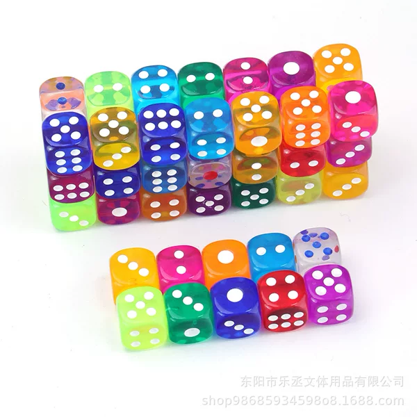 12mm Transparent Colorful Dice Spot Sieve Wholesale Chess and Card Entertainment