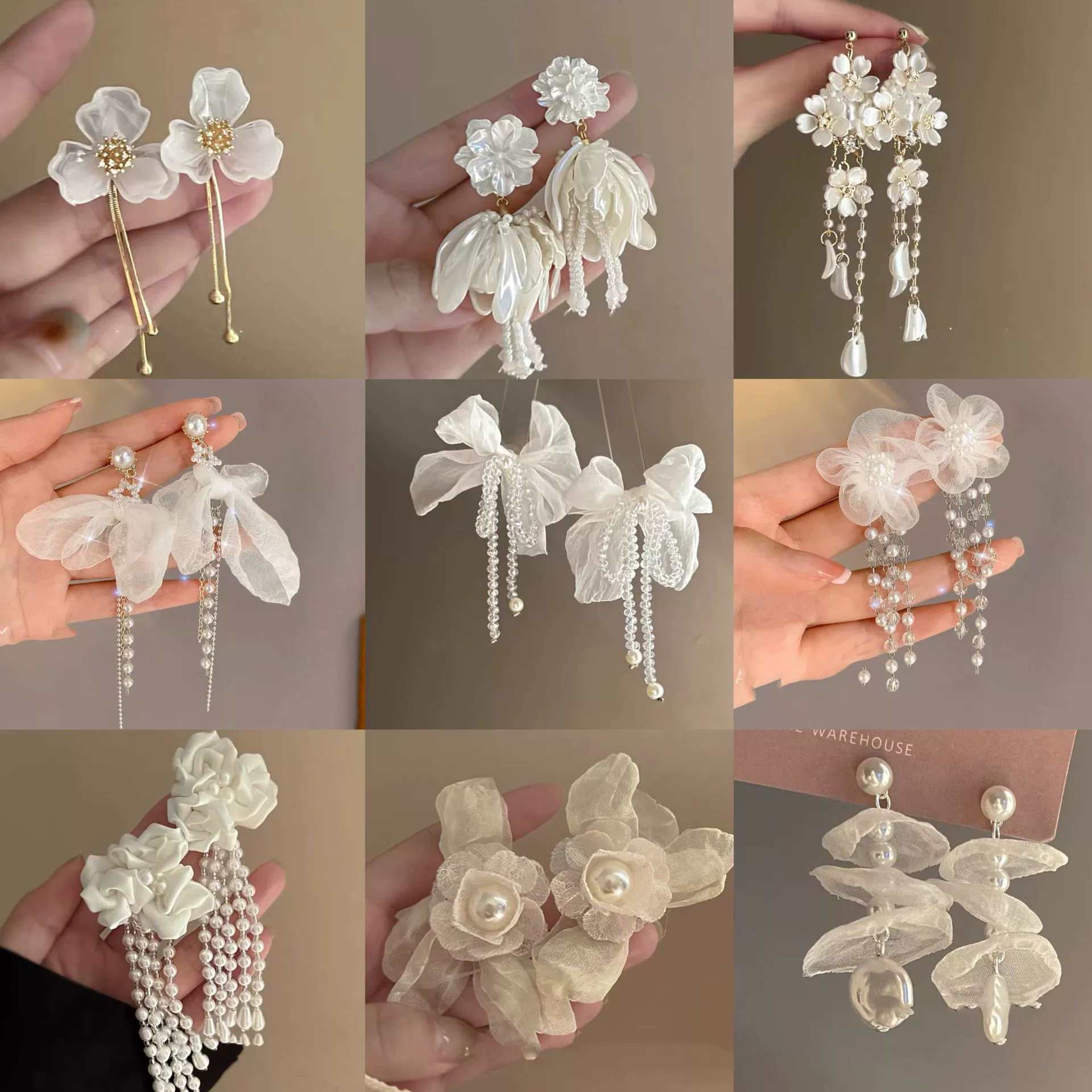 Серьги Baoyu bow & flower коллекция, французский лёгко-люкс стиль с жемчужной отделкой