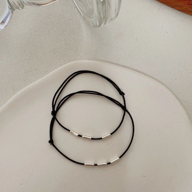 Landing High Rise Silver Bamboo Bracelet Female Male Good Luck Niche Design Couple's Year of Life Woven Red Rope Ankle Chain Bracelet