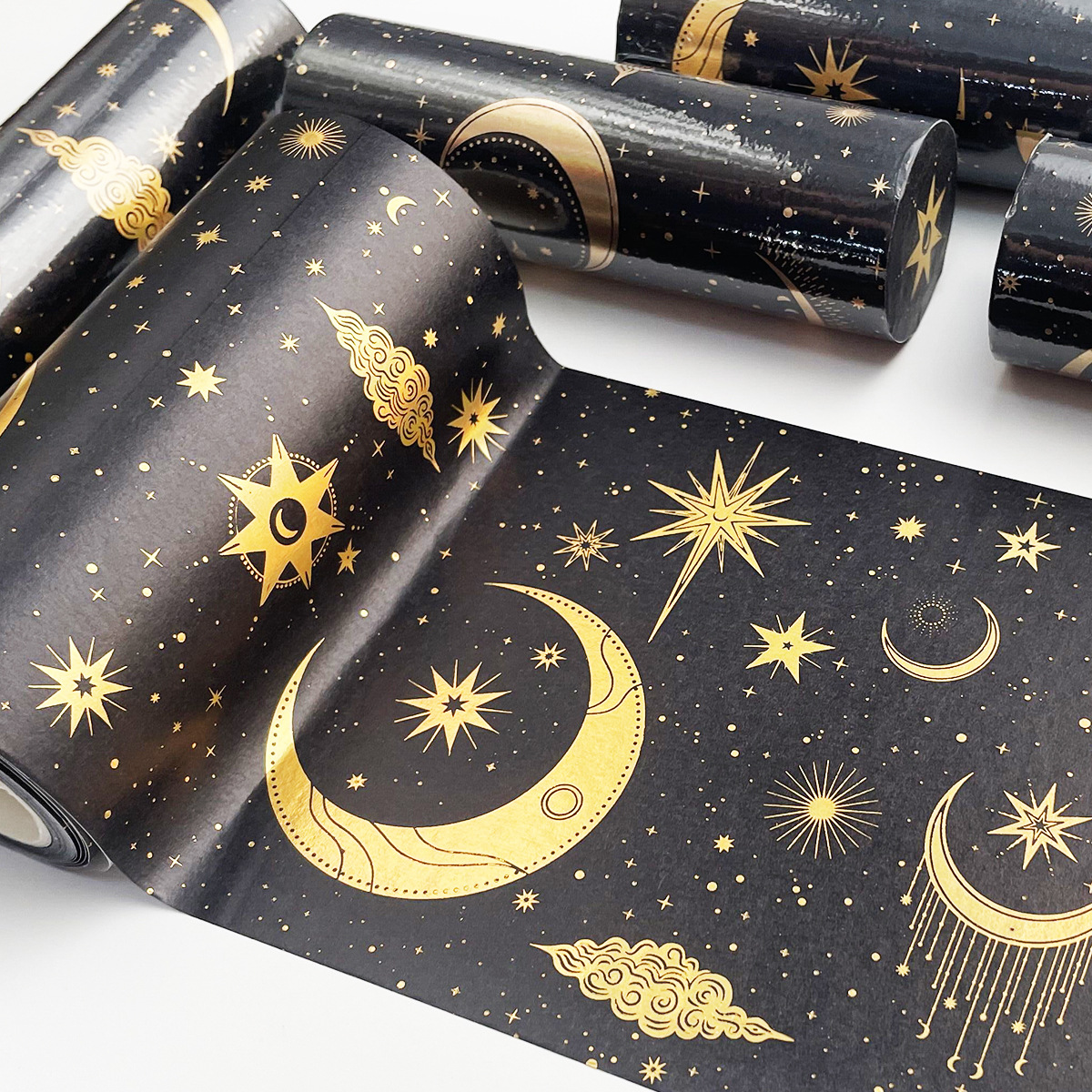 Star Girl Colorful Golden Highlights and Paper Tape Starry Sky Handbag Tape Wallpaper Background Decoration Material with Transfer Paper