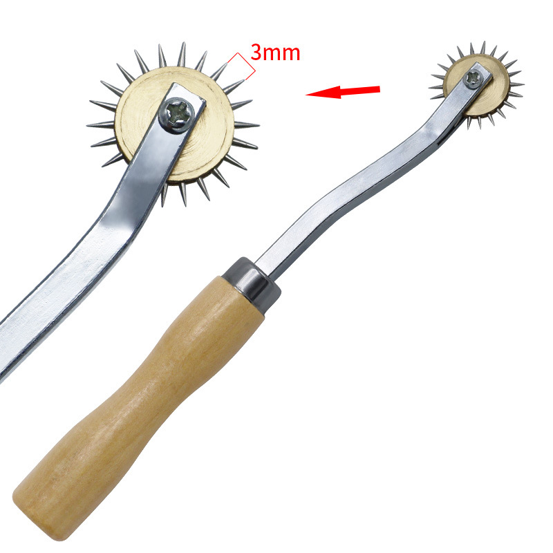 实木划布轮 描线轮套装DIY皮革划线边线器 皮具打孔间距描点工具