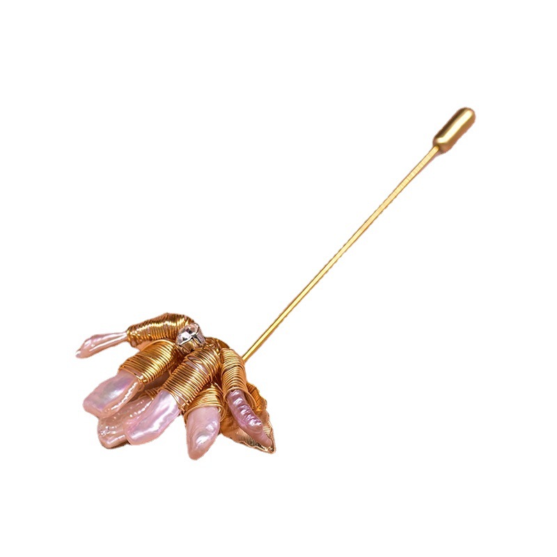 Xlentag natural barroco perla flor broche anti-exposición hebilla temperamento ramillete original joyería hecha a mano image 6