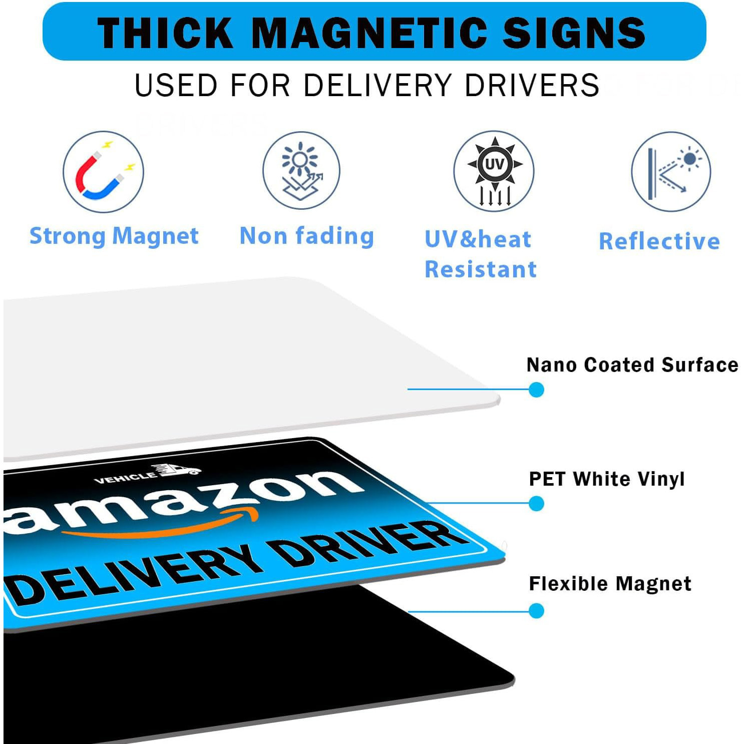 Amazon entrega conductor magnético estacionamiento frecuente removible reflector entrega puerta magnética pegatinas de automóviles