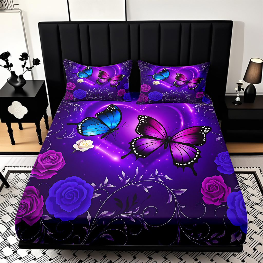 TEMU / JIT transfronterizo varios patrones de mariposa impresión digital de alta definición cama gaza pillow cover kit exclusivo transfronterizo