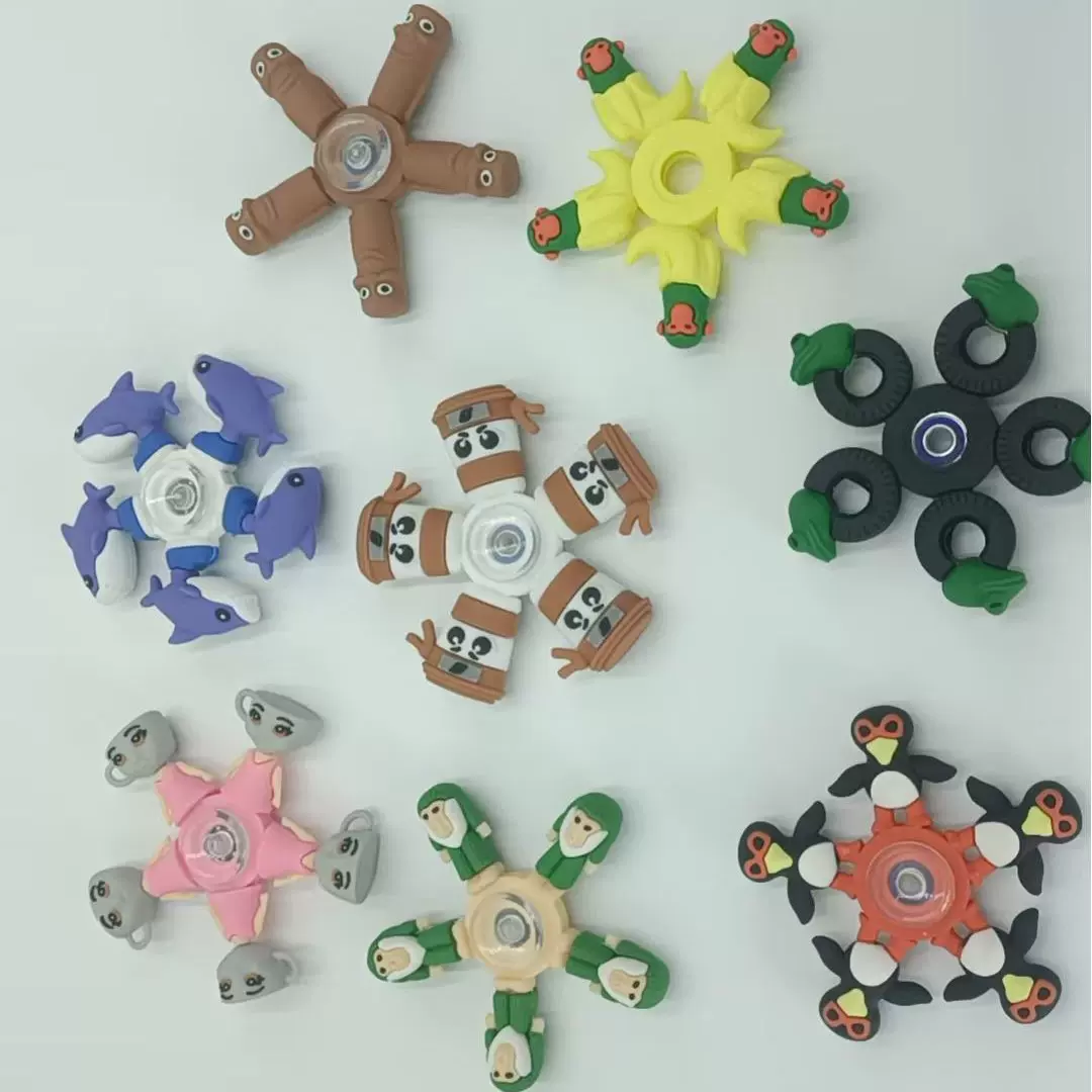 跨境专供软胶手指泡泡乐软胶解压玩具指尖陀螺旋转5指陀螺玩具工