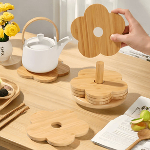 ✅ Solid Wood Insulation Mat, Household Anti-Scalding Table Mat, Round Casserole Mat, Coaster, Bowl Mat, Plate Mat, Dish Mat, Heat-Proof