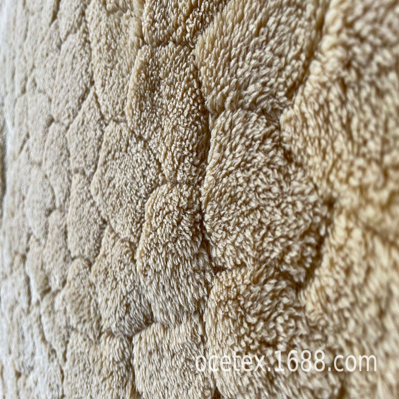 厂家供应床上用品面料提花舒棉绒秋冬家居服睡衣面料提花北极绒布