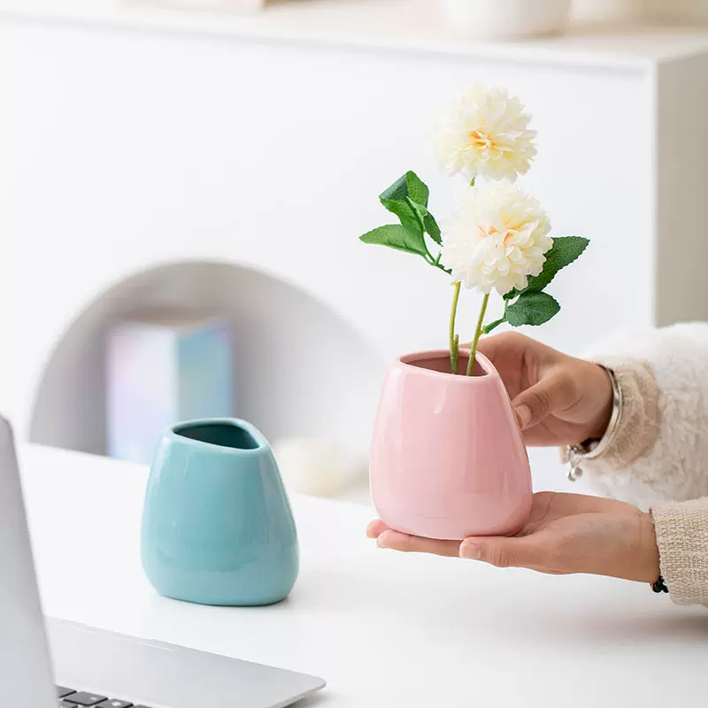 陶瓷花瓶套装摆件家居客厅插花现代花器三角花瓶装饰摆设