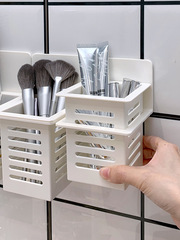 P616 Pole Bathroom Storage Basket, Tile Mountable, Waterproof Toothbrush Holder, Multi-Purpose Laundry Basket, Wall-Hanging Bathroom Organizer