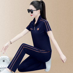 立領運動套裝女春夏2023新款時尚韓版品牌流行夏跑步休閒服兩件套