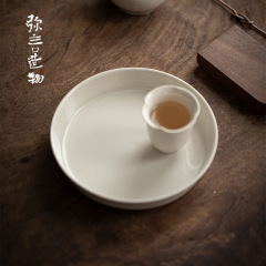 彌言草木灰釉手工壺承陶瓷干泡盤日式小茶台茶墊功夫茶具茶道配件