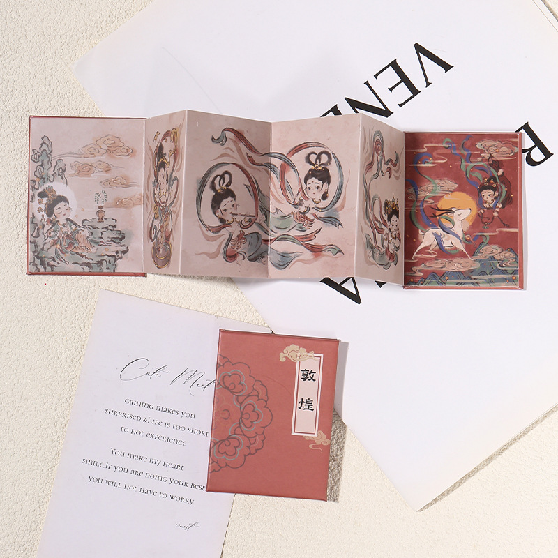 (2개) 냉장고 스티커 책 천 마일의 강과 산 난초 파빌리온 서문 중국 스타일 문화 및 창조 박물관 유명한 그림 폰티오 기념품