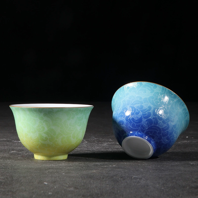Qianci Yaji Jingdezhen Ceramic Tea Cup Hand-painted Gradient Pattern Single Cup Master Cup Small Teacup Cup Wholesale