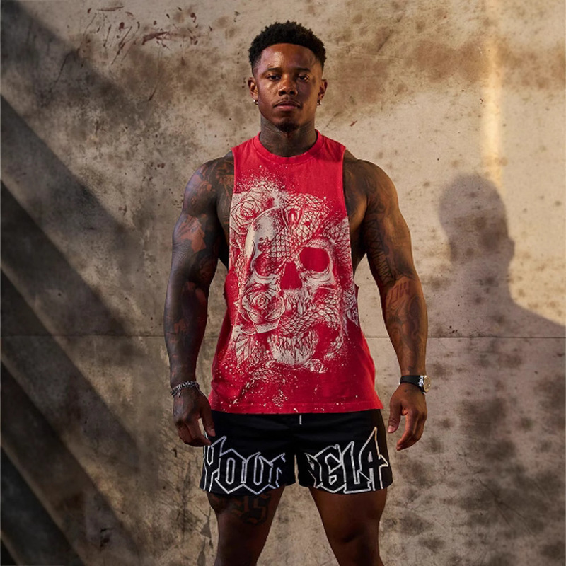 YOUNGLA American Summer New Men's Vest Jogger Gym Sports Fitness Sleeveless T-Shirt Top