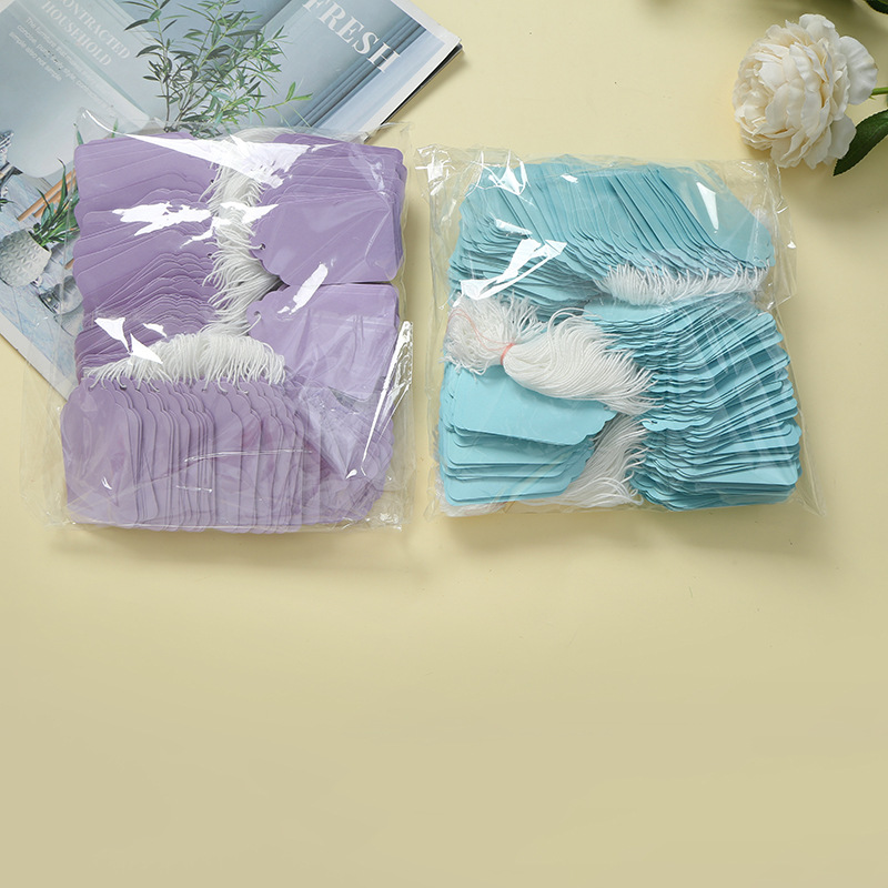 批发彩色珠宝空白纸卡粗棉绳饰品挂饰标价签手写金银首饰价格标签