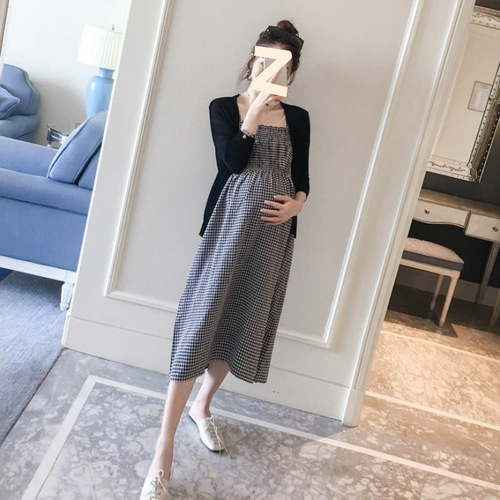 Pregnant women's summer set 2025 dress for moms, designed for pregnancy fashion wear, strap dress, stylish pregnancy temperament dress