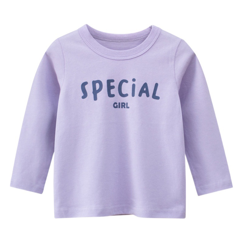 2023 otoño nuevo bebé de las niñas de cuello redondo carta manga larga Camiseta 27 camisa de tocar fondo de los niños de estilo coreano en casa al por mayor