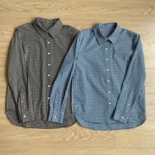 14801！正元料子 I/C进口色织高支纯棉 定染小格纹长袖衬衫女上衣