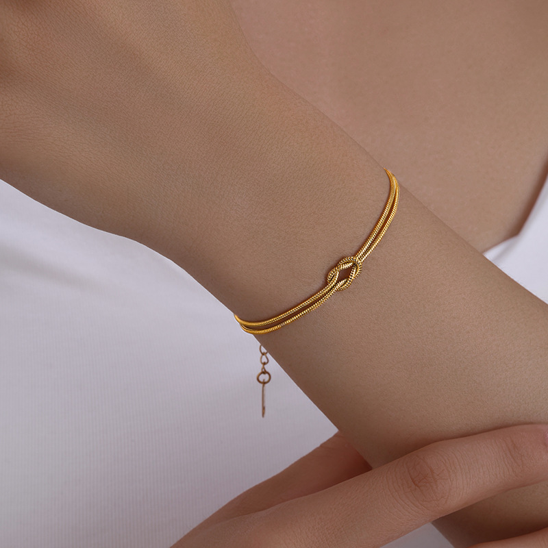 Amazon Cross-Border New Product Gold Silver Rose Gold Snake Clavicle Chain Buckle Lobster Clasp Adjustable Bracelet