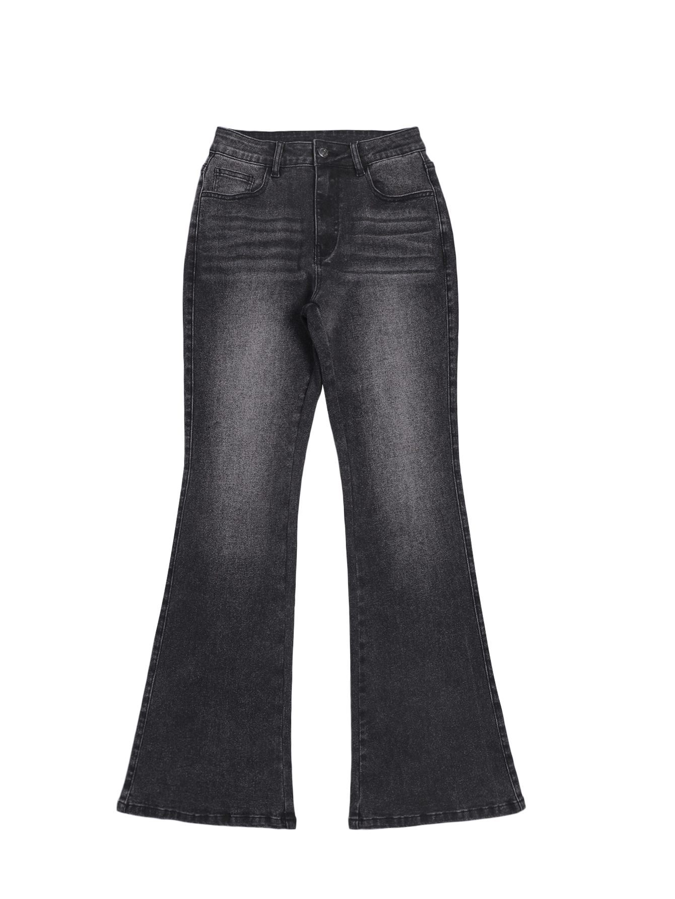 Women's Grey Stretch Flared Jeans High Waisted Vintage Bootcut_voghion.com