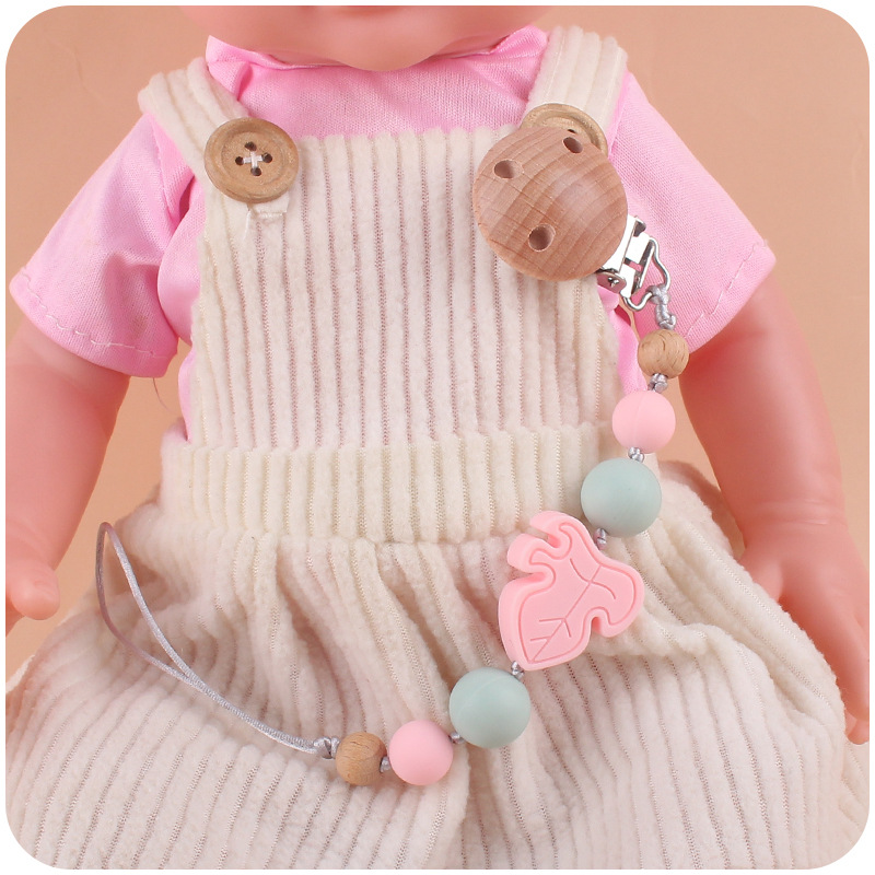 Bebé suministros de dibujos animados hojas de silicona mordedor creativo bebé DIY silicona mordedura molar Cadena de pezón Nuevo