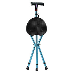 Senior citizen's folding anti-slip cane with seat for the elderly