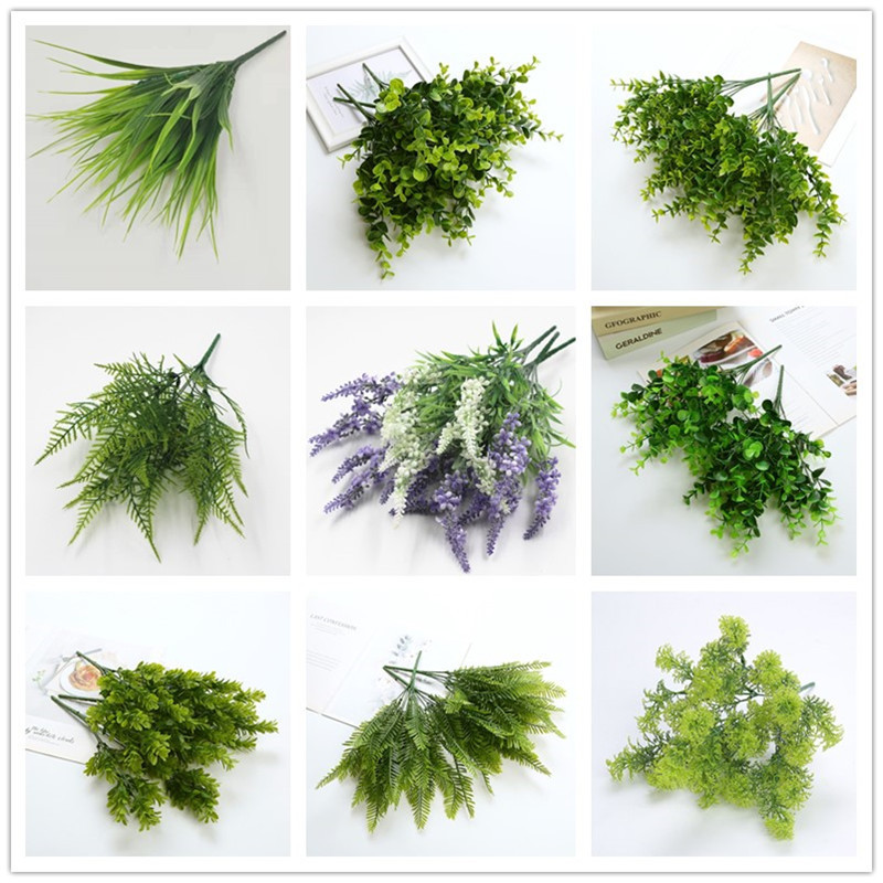 Landscaping Decoration, Flower Arrangement, Leaf Partition, Fern with Grass Fence, Plastic Eucalyptus, Fake Flower Pot, Green Plant, Others