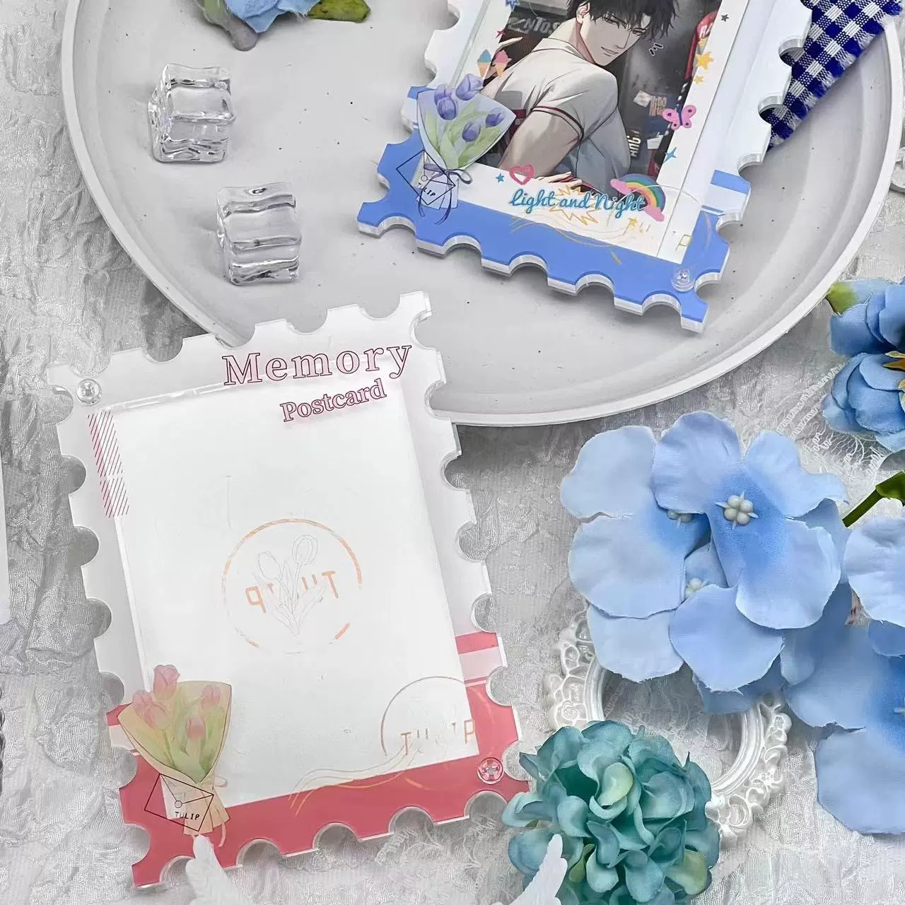 Original acrylic flower postcard Polaroid creative image model desk beauty display stand ornaments