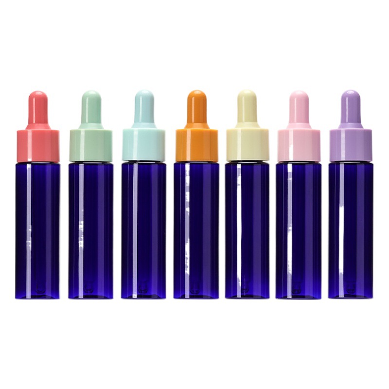 Xumin embalaje 30mlPET botella cuentagotas azul pequeña capacidad sub-botella color macaron esencia botella líquida