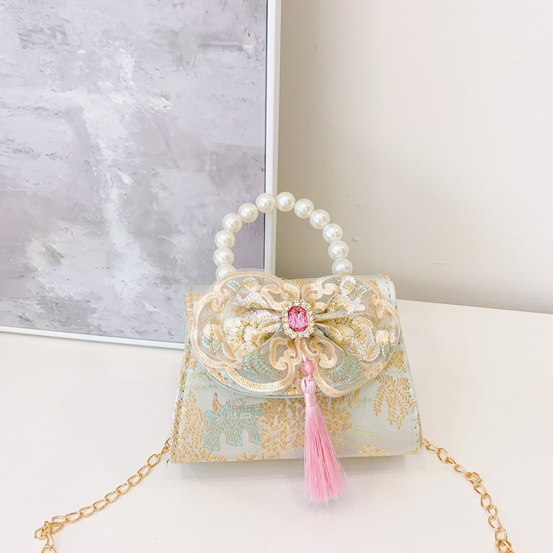 Bolso de hombro para niños caliente exquisito antiguo bolso de cambio para chicas lindas princesas al aire libre bolso de perlas casuales