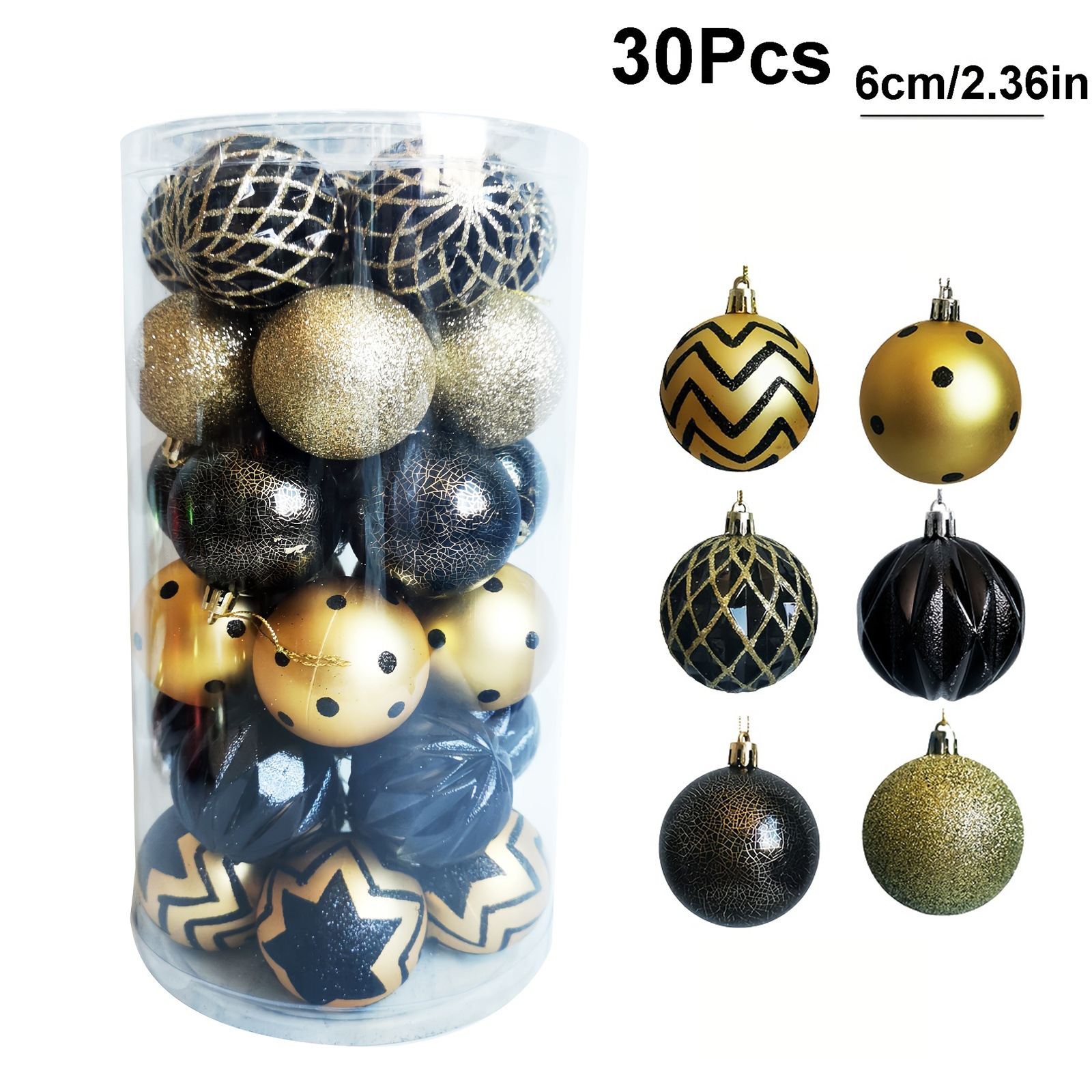 Navidad transfronteriza oro negro agrietado bola de Navidad 6CM30 juegos de bolas decorativas de árbol de Navidad