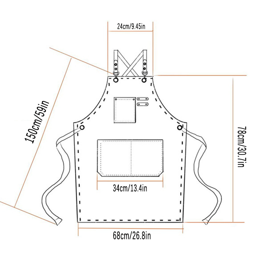 Algodón de lona grueso delantal de cocina café barbería ropa de trabajo carpintería jardinería correa de vaqueros cintura fábrica al por mayor
