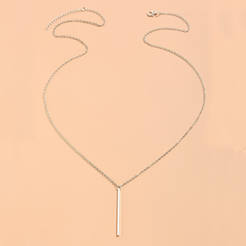 European and American cross-border new products, popular simple metal chain vertical stick necklace, personalized geometric long sweater chain for women