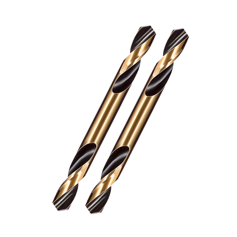 Taladro de torsión de doble cabeza de acero de alta velocidad h2straight mango de acero inoxidable punzonado de metal taladro de doble hoja taladro de mano herramienta de escariado