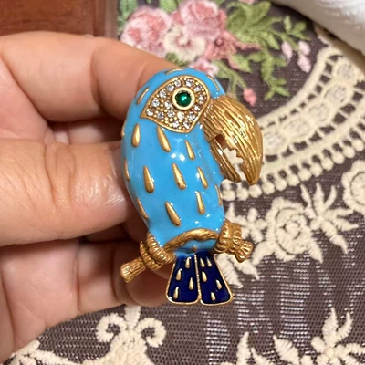 Yaxa sancaqları Owl Brooch, Vintage Distressed