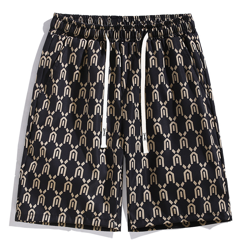 Sommershorts Herren 2023 neuer Modetrend Eisseide schnelltrocknende Herren Beachwear Halbzwerghose_voghion.com