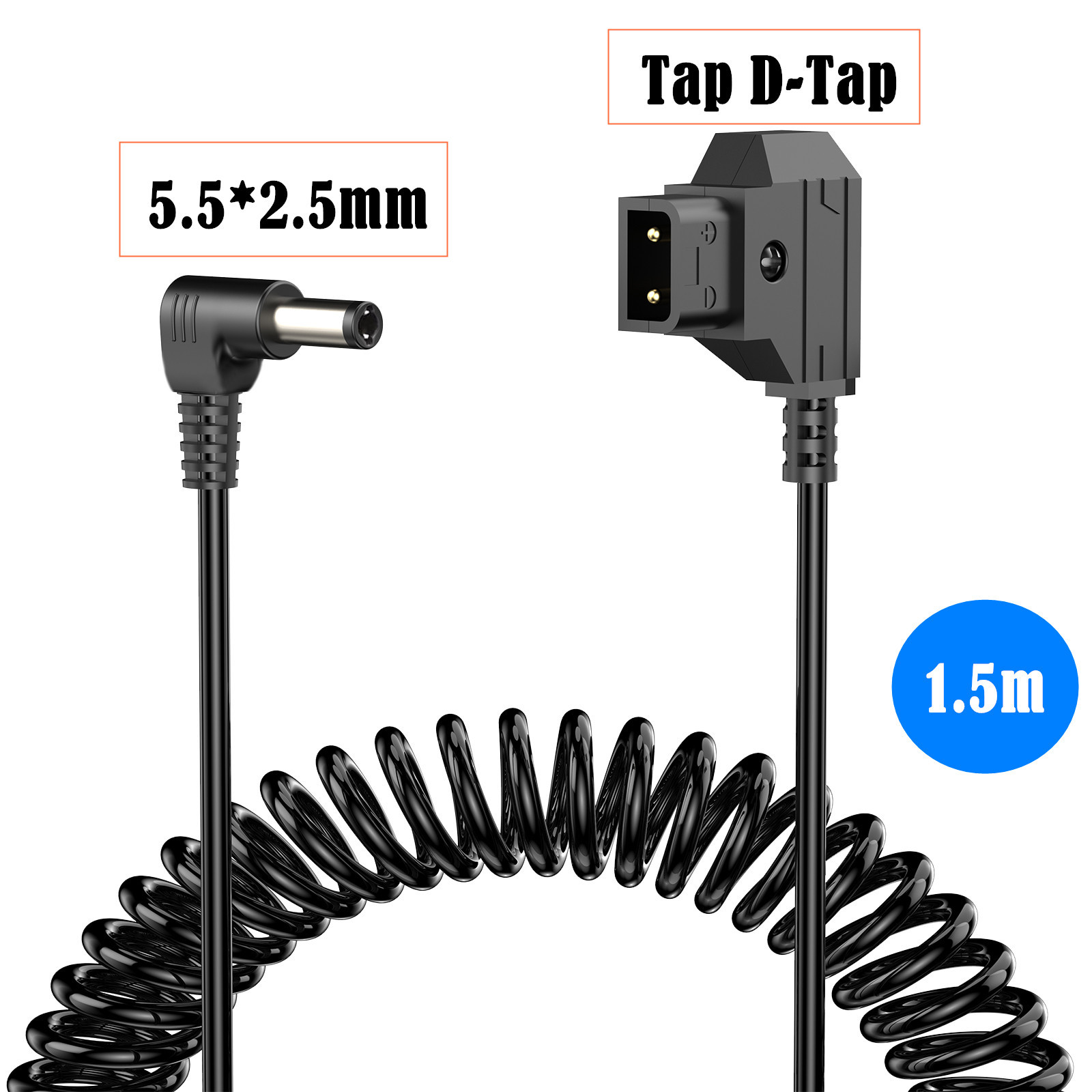 弹簧伸缩D-TAP转DC电源线5.5*2.5mm V口电池 监视器供电连接线